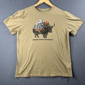 The North Face - T-Shirt - Mens Medium - Light Brown - Never Stop Exploring